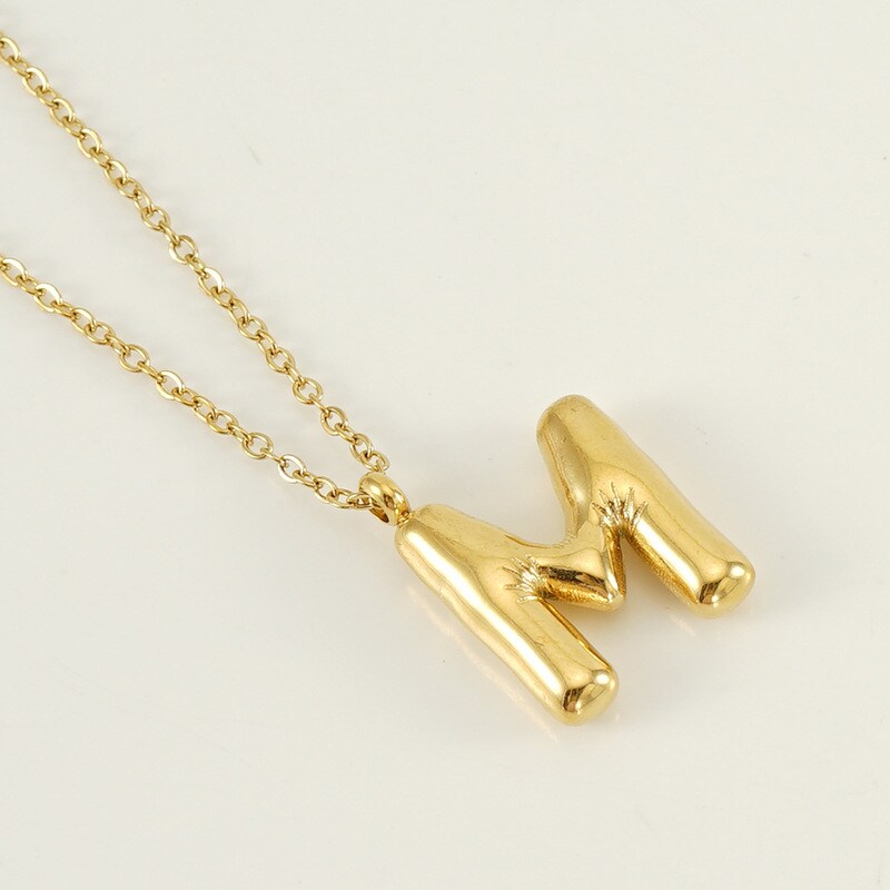 Gold color / 1 Piece Simple Series Simple Letter M Stainless Steel 18K Gold Plated Women's Pendant Necklaces Picture13